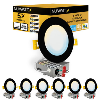 6'' Ultra Slim Selectable CCT New Construction IC LED Canless Recessed Lighting Kit