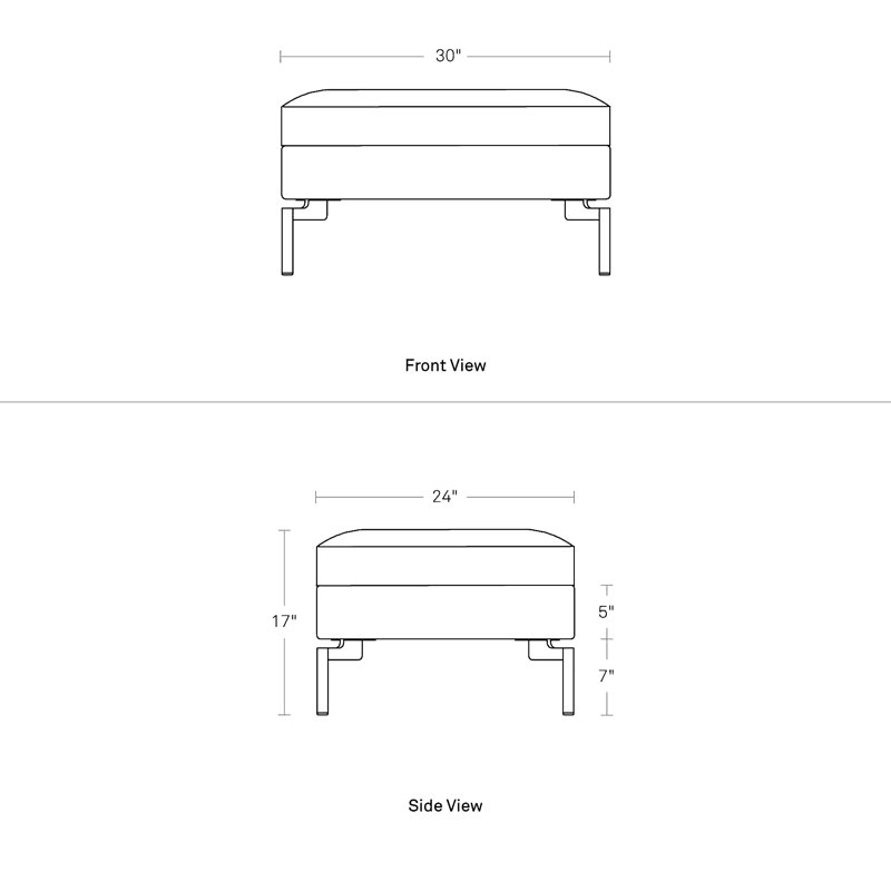 New Standard Ottoman, Granite Genuine Leather