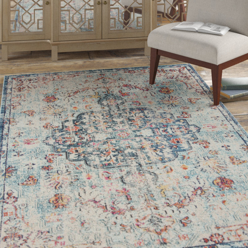 Tapis oriental Felty, Rectangle 8 pi x 10 pi, Bleu/rouge/beige