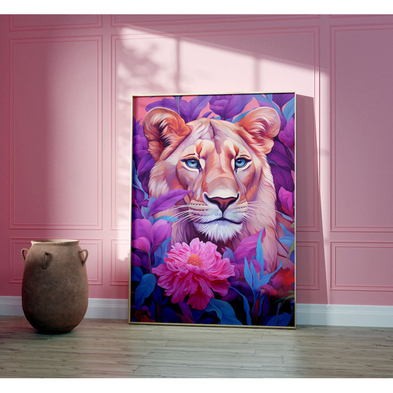 Tropical Animal Lion - No Frame Print, 21cm H x 14cm W