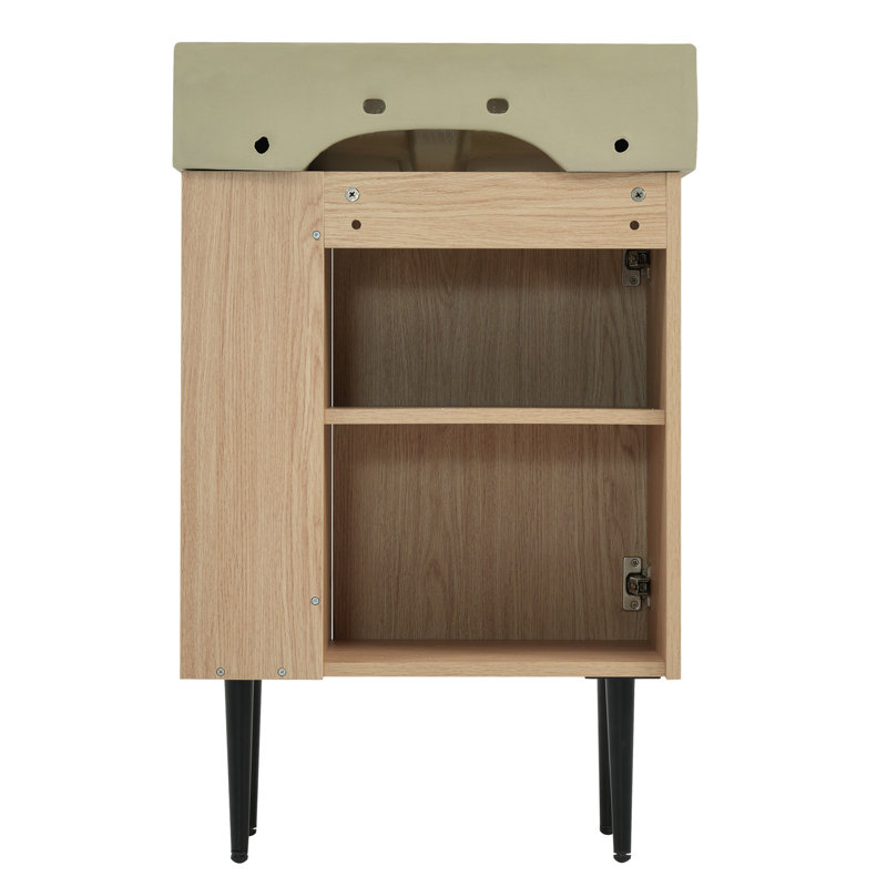 Meuble-lavabo 21,6 po avec lavabo en céramique, Bois