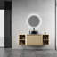 Meuble-lavabo mural 54 po avec lavabo d'art en céramique et 2 tablettes de rangement, 2 portes à fermeture douce, emballage KD, contreplaqué