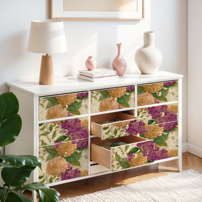 Papier auto-adhésif adhésif et amovible Secret Garden Botanical Floral Vintage Textile 17,7 po x 118 po