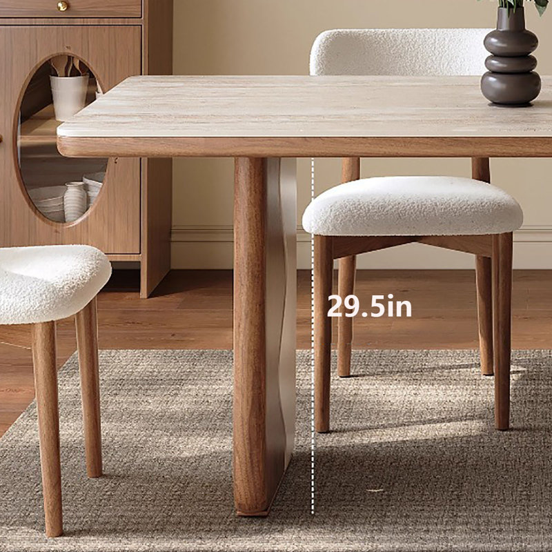 French Style Rectangular Rock-Slab Dining Table, 29.5" H x 70.9" L x 31.5" W