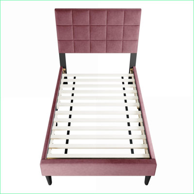 Lit plateforme simple en lin brossé avec tête de lit réglable - aucun sommier nécessaire, 3 couleurs modernes pour chambre d'amis / deuxième chambre