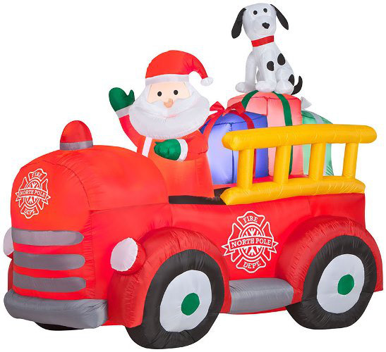 Camion de pompier rétro du père Noël