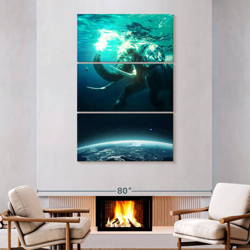 Brampt Elephant In Space, 74" H x 48" W