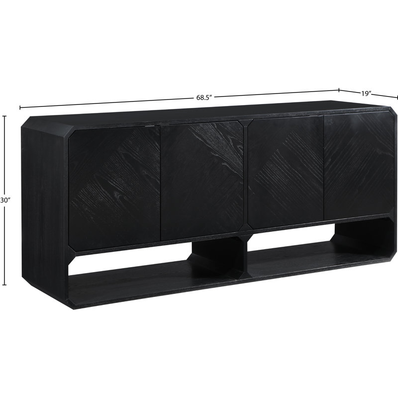 Parker 68.5'' Solid Wood Sideboard, Black