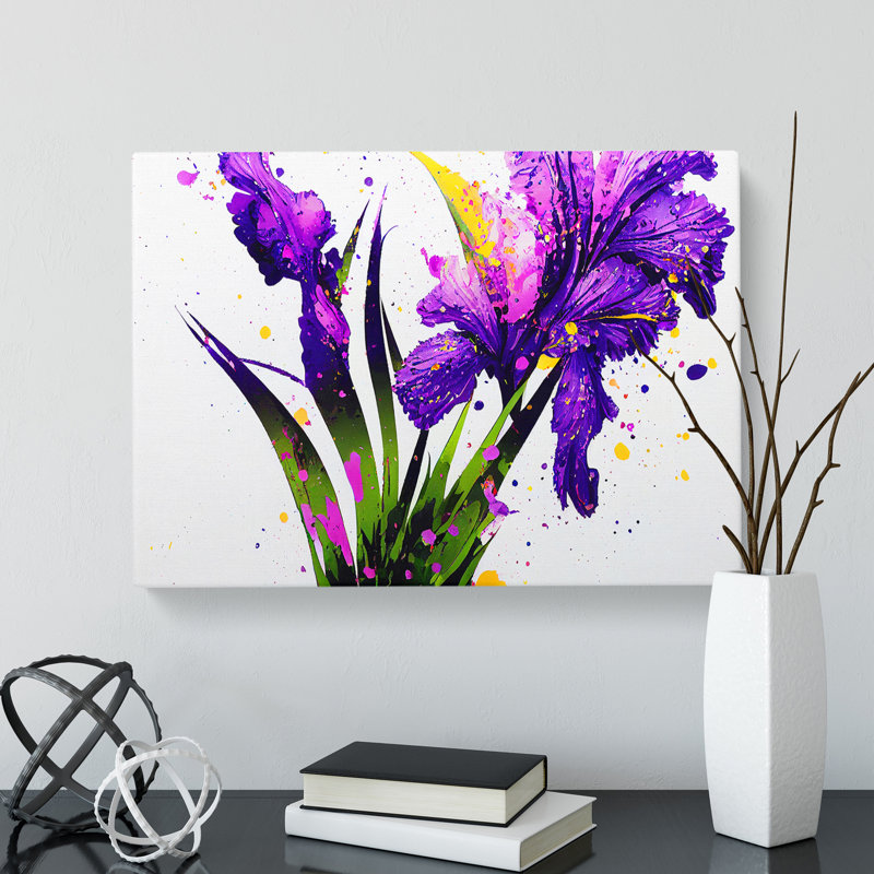 Iris Flower Splash Vol.1 - Wrapped Canvas, 50cm H x 76cm W
