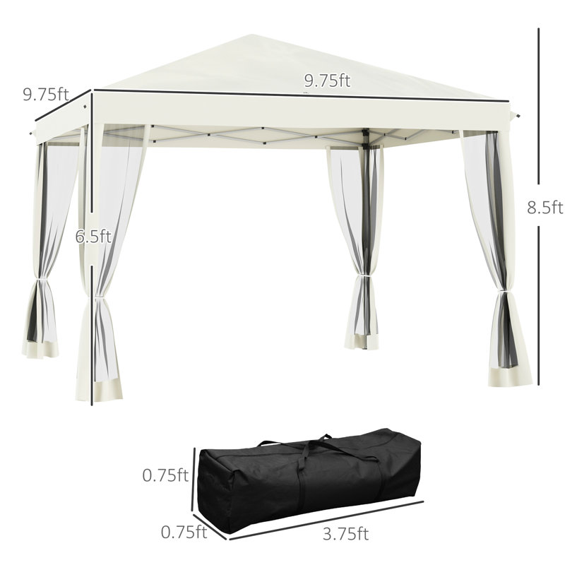 Toile escamotable 10 'X Comprend un filet. Hauteur réglable pour les activités de plein air. Jardin parfait, patio. Peut accueillir 10 personnes. Installation et démontage sans effort. Tente en tissu bloquant. Beige Yoga idéal