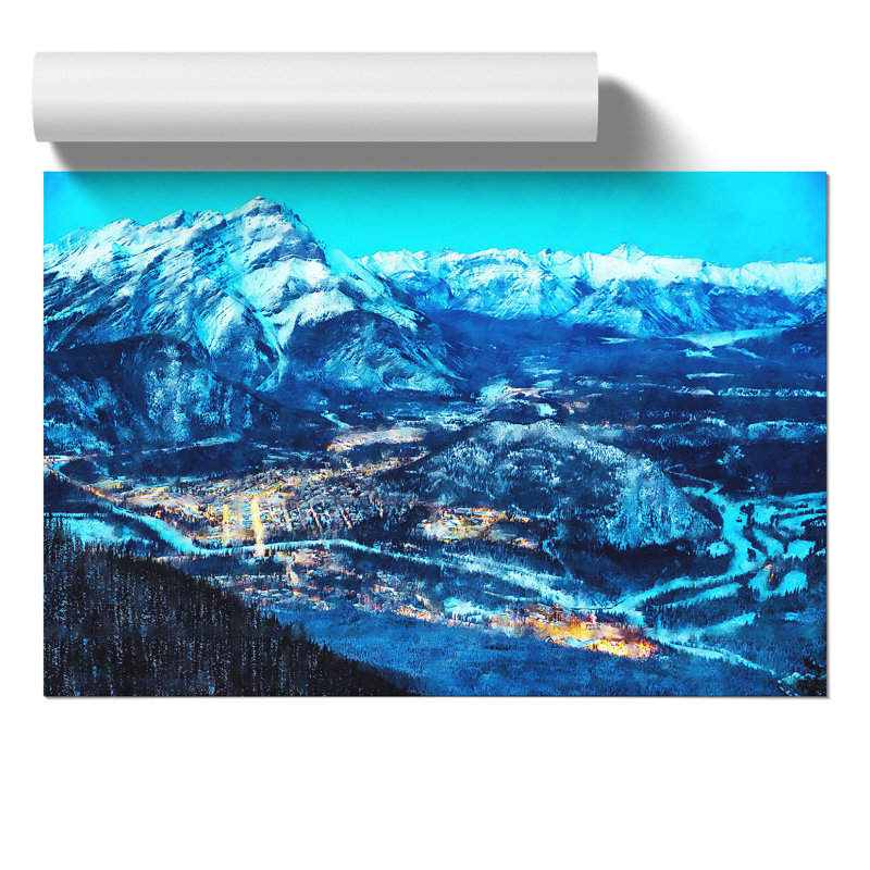 High Above Banff Canada Painting - Frameless Print, 30cm H x 42cm W x 0.1cm D