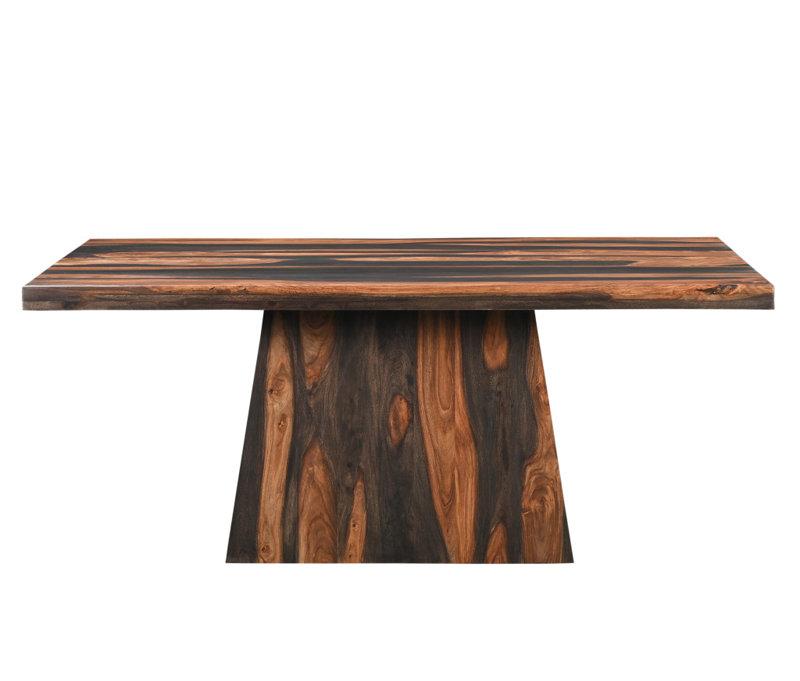 Table de salle à manger 75 "à base de piédestal en bois massif brun