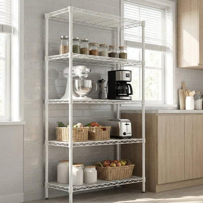Rouille - 5 étagères en métal robustes pour la cuisine, le garage, le garde-manger et la salle de bain - structure 100% fer, 4 pièces de poteaux épaissis de 19 mm, assemblage rapide, 4 pieds réglables antidérapants P 29,59 po x l 13,75 po
