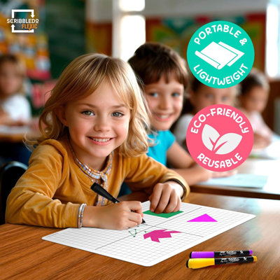Scribbledo Xy Graph Dry Erase Sheets 9”x12” Math