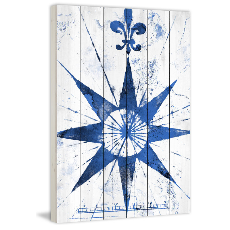 « rétro compass », impression sur bois blanc, H 45 po x l 30 po