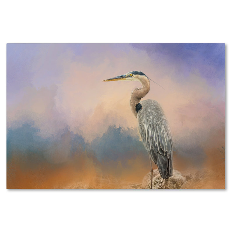 «Heron on the Rocks», impression sur toile tendue Vidur, 16 po x 24 po