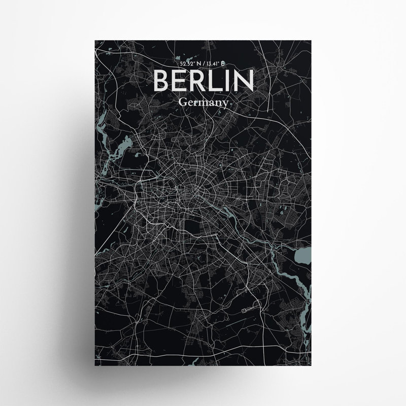 Berlin City Map in Midnight 1 Piece Wall Art, 36cm H x 24cm W x 0.05cm D