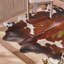 Tapis en cuir de vache chocolat et blanc - tapis en cuir véritable-17796360