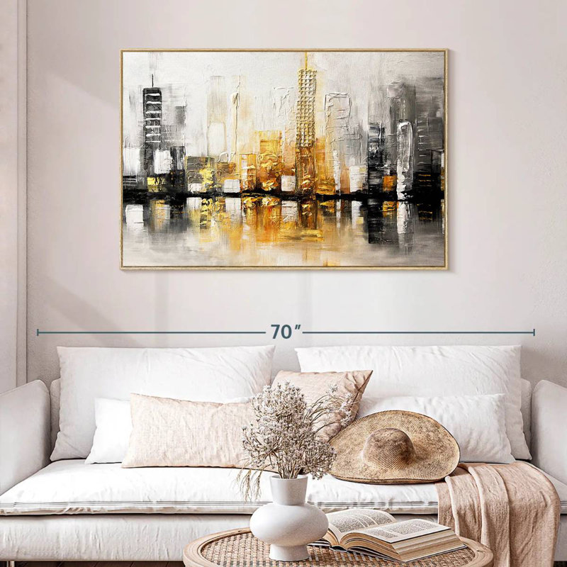 City View I, Cadre flottant en bois naturel, 46 po x 31 po