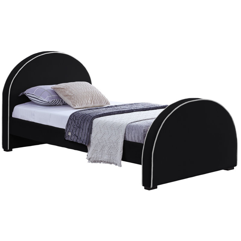 Hilbrand Upholstered Unfinished Panel Bed, Black Velvet, Twin