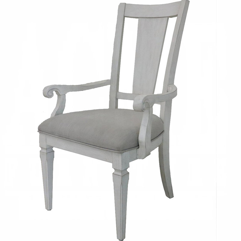 Fauteuils de salle à manger gris et blanc vieilli de 2 - sièges rembourrés en mousse, dossier à lattes chic 2 pièces pour et pour une élégance classique