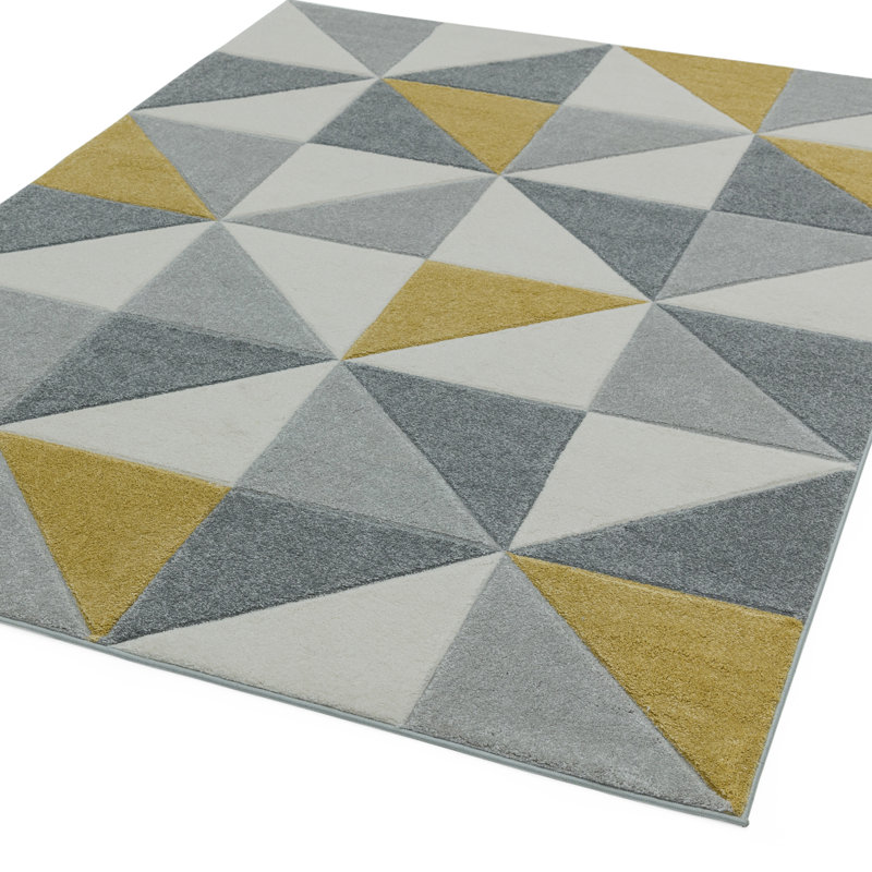 Sanjuan Cubic Yellow/Grey Area Rug, Rectangle 200 x 290cm