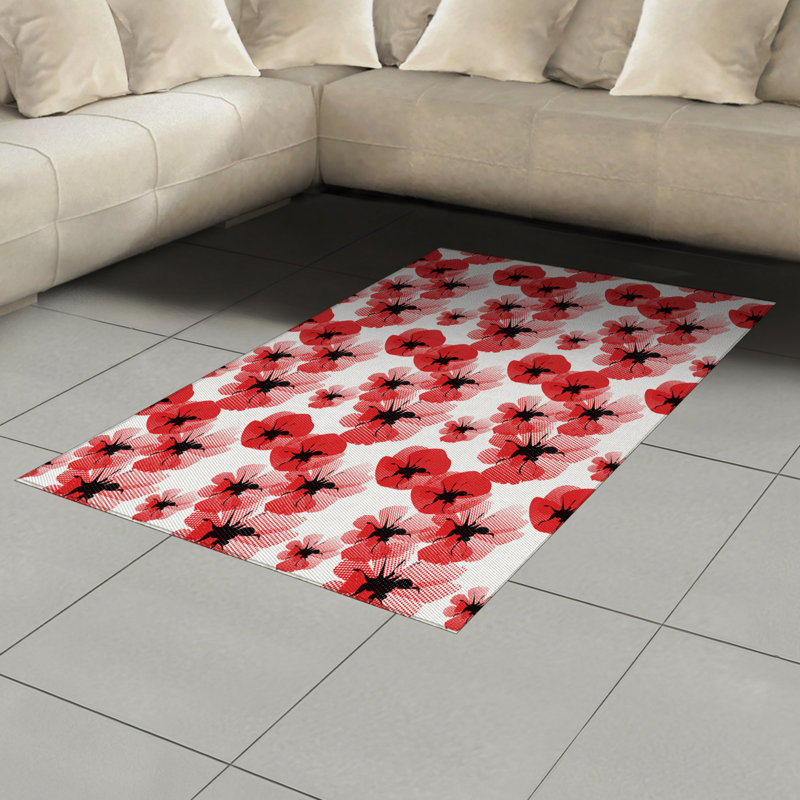 Tapis décoratif floral à haute densité en fibres de polyester, Rectangle— 4 pi x 5 pi 8 po