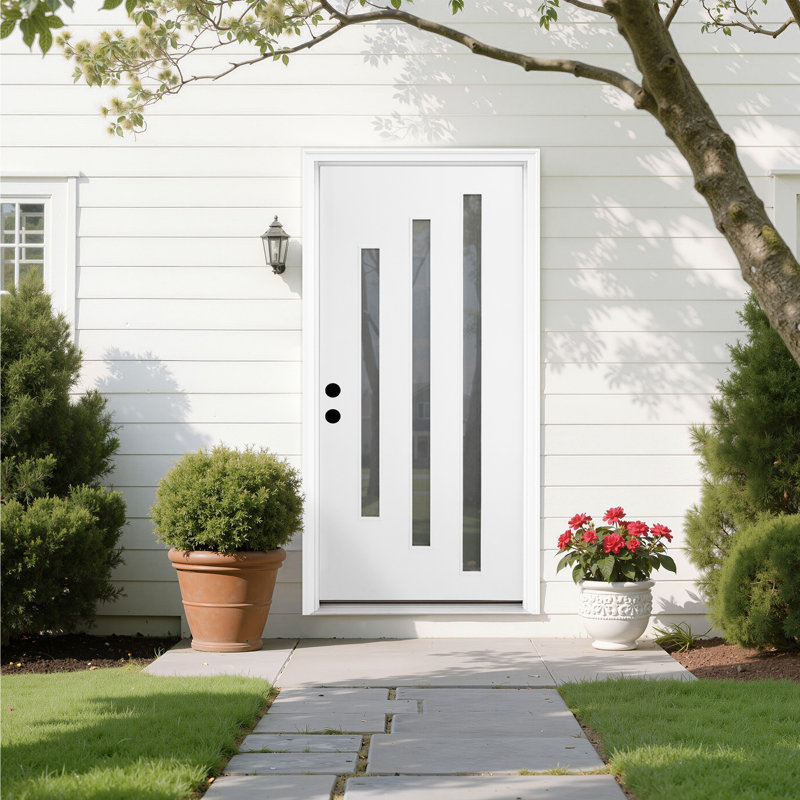 Lumioca Remi Fiberglass 3 -Lite Prehung Front Entry Door, Gauche