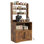 Grand support à boulanger avec rangement, support pour four à micro-ondes et huche garde-manger avec porte, tablette de table épaisse et polyvalente pour café, cuisine ou salle à manger