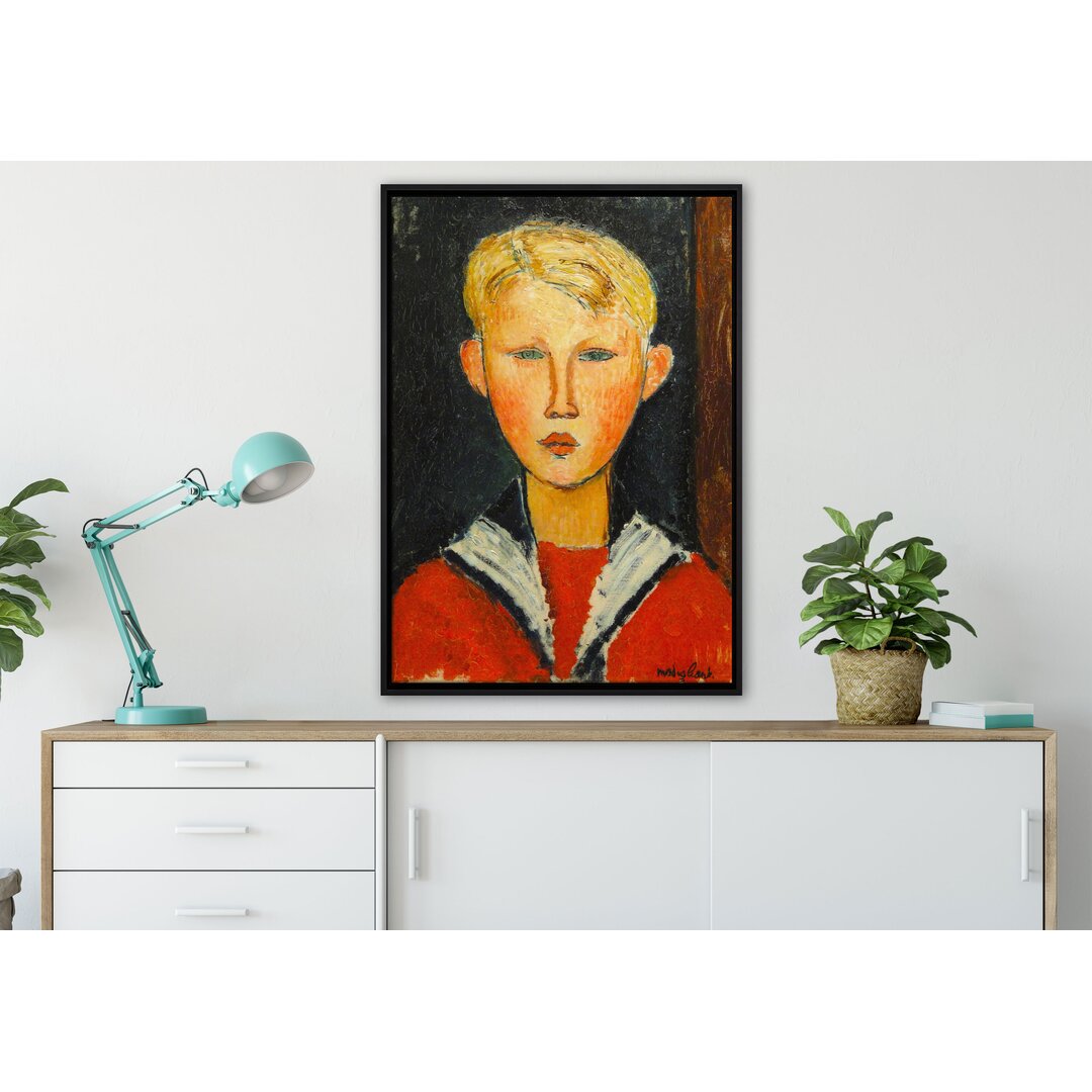 Gerahmtes Leinwandbild The Boy with the Blue Eyes von Amedeo Modigliani