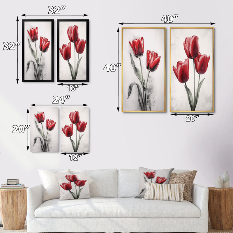 «Tulip Dreams», 2 pièces sur toile, H 40 po x l 40 po, Toile tendue