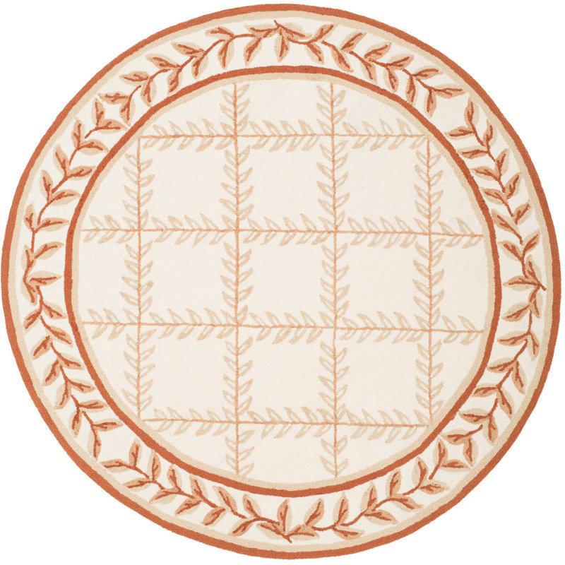 Tapis performance à motif floral crocheté à la main et facile à entretenir Taran, Rond 6 pi