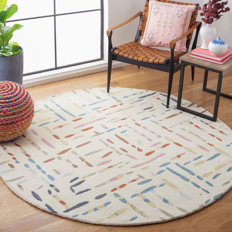 Charters Towers Abstract Handmade Tufted Wool Area Rug, Round 8'