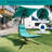 Outdoor Hanging Curved Chaise Lounge Swing Chair with Removable Canopy & Pillow – Steel Frame Hammock Lounger for Patio, Garden, Pool, Backyard, Dreamy Hammock + Green Mat-1706614118