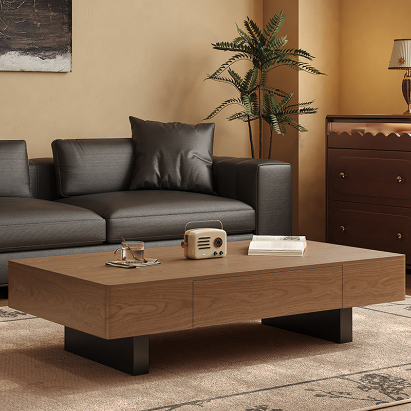 Simple rectangular coffee table., 13.8" H x 51.2" L x 27.6" W, Brown