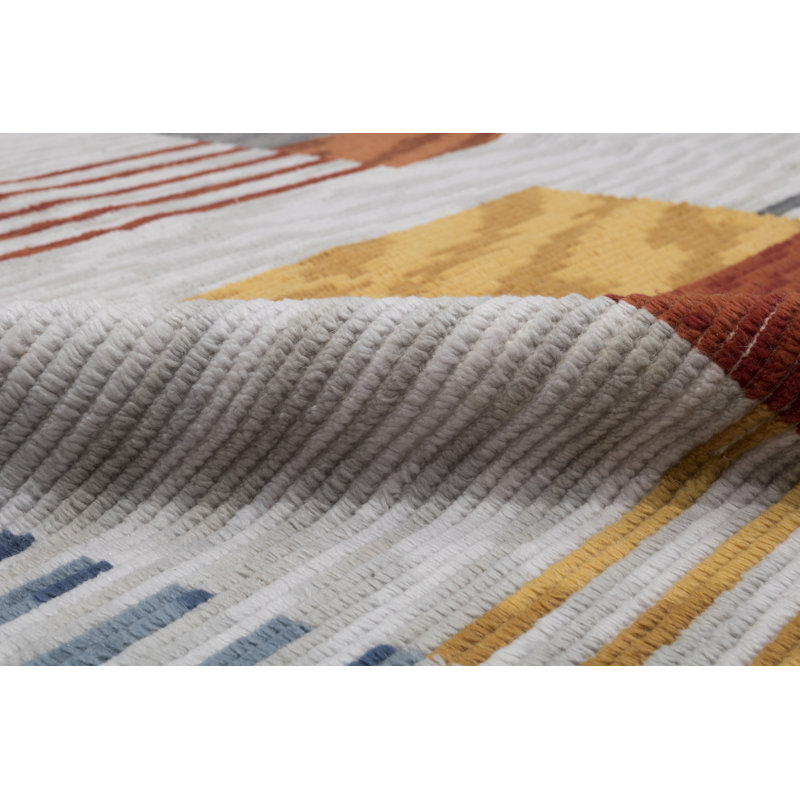 Handmade Cotton and Wool Geometric Area Rug