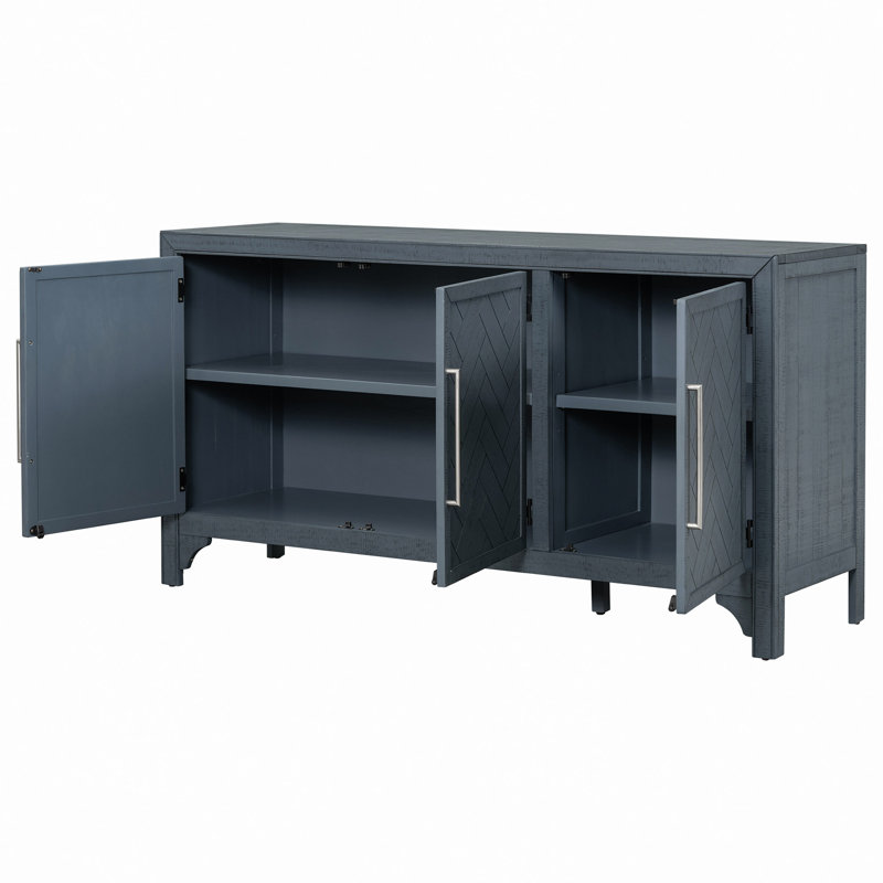 Buffet de rangement conçu avec panneau de fibres à densité moyenne et placage de pin, tablettes réglables, convenant aux salons, aux entrées et aux salles d'étude