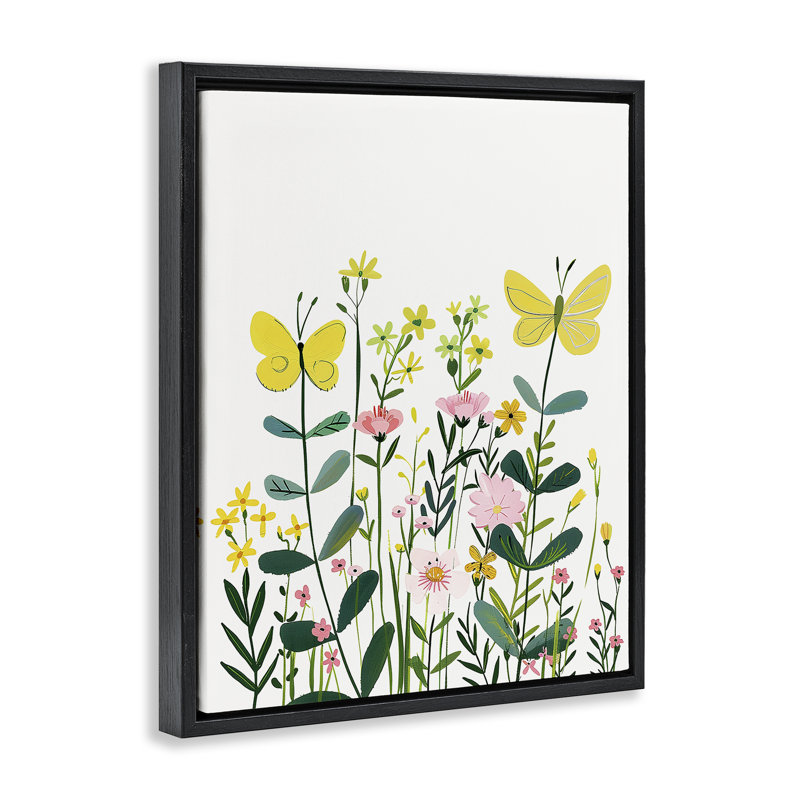  Art mural sur toile Blooming Garden Butterflies Floater par LSR Design Studio, H 21 po x l 17 po