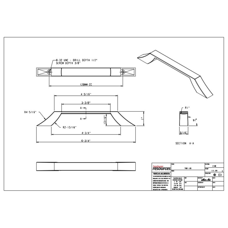 Royce Bar Pull, 5", Brushed Pewter