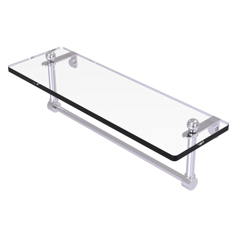 Ballenas Bracket Shelf with Towel Bar, 16", Satin Chrome