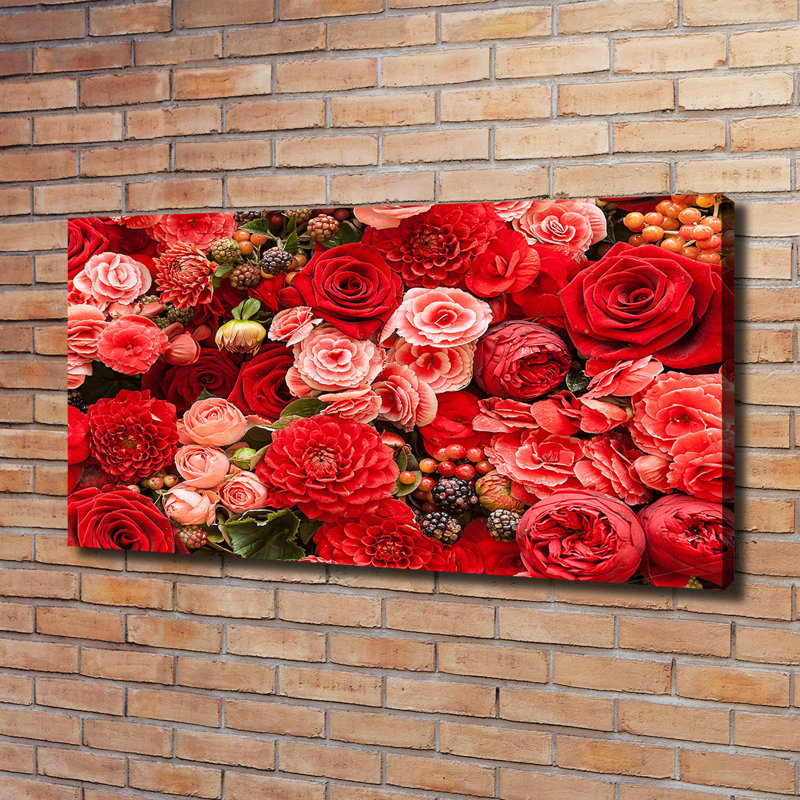 Red Flowers - No Frame Print on Canvas