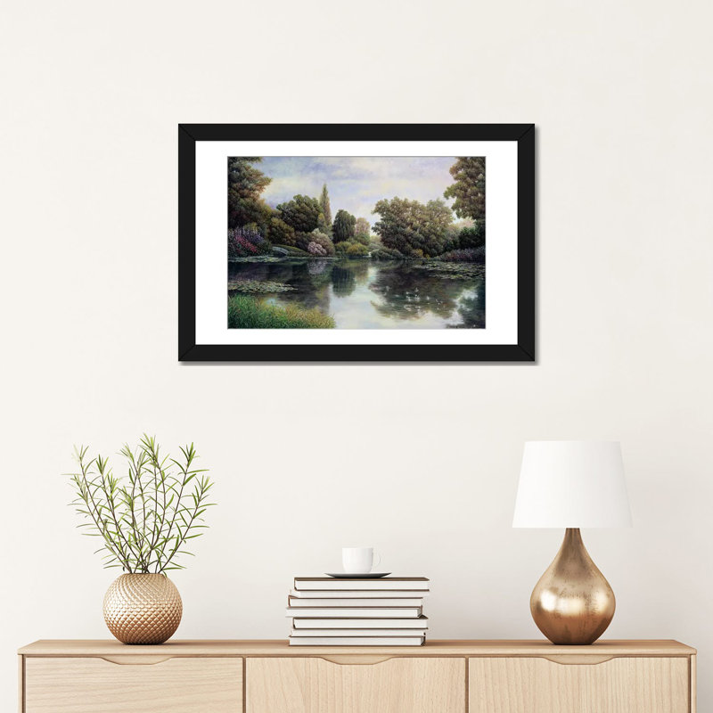 «Tranquil Waters», reproduction sur toile, H 16 po x l 24 po x P 1 po, Papier beaux-arts encadré noir, Blanc