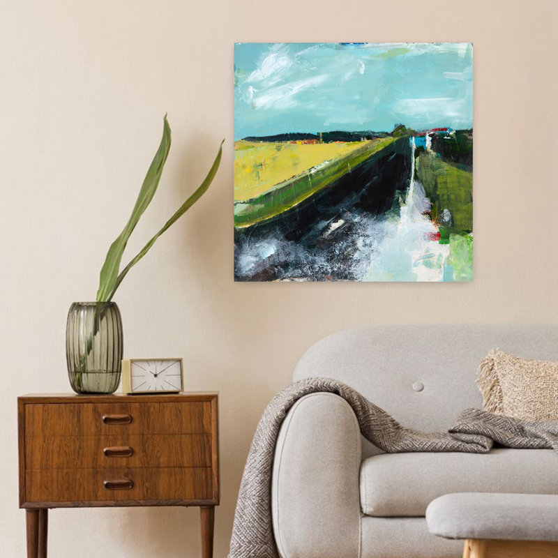 Paysage ouvert contemporain abstrait, art naturel, H 24 po x l 24 po