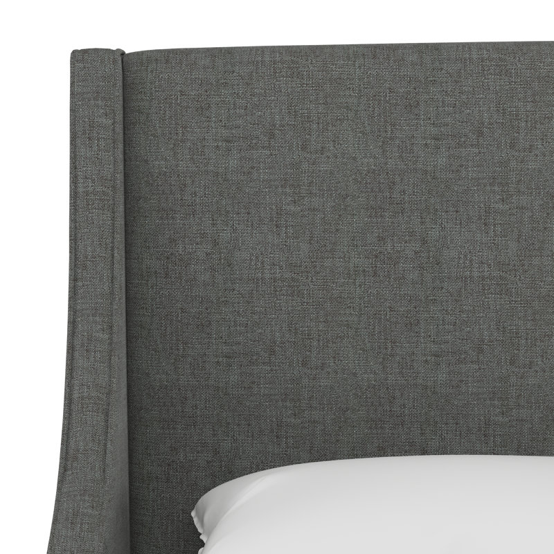 Anderson Upholstered Wingback Bed, Queen, Zuma Charcoal Textured Linen