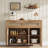 High-Leg Rattan Sideboard Buffet Cabinet – 43" Storage Credenza with 3 Doors, 2 Drawers, Adjustable Shelves – Boho Farmhouse for Dining Room, Kitchen, Entryway, Living Room  -1367410473