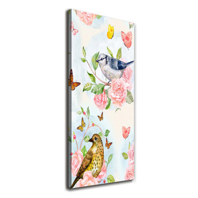 Birds Butterflies Flowers - Wrapped Canvas Print