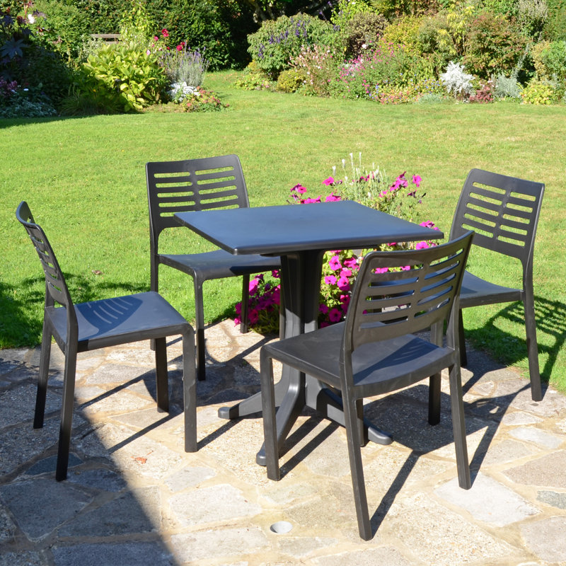 Ponente Patio Table with 4 Chairs Garden Set