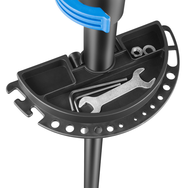 Support à vélo Pro Stand Plus - Support à vélo télescopique robuste avec plateau à outils, pinces rotatives et tige de guidon réglable par Rad Cycle (noir)