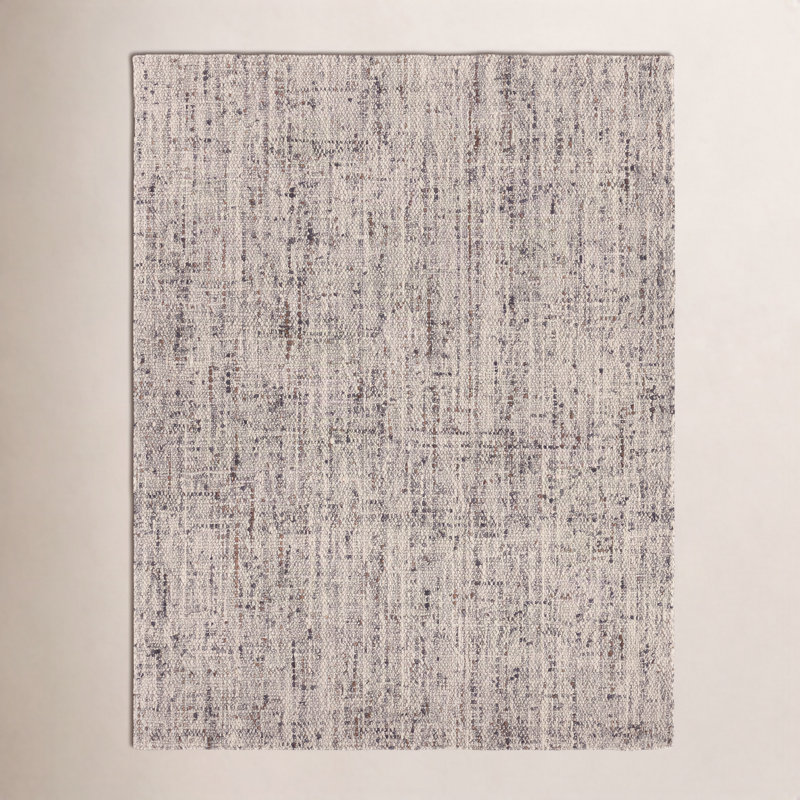 Elya Handmade Dhurrie Wool Gray Area Rug, Rectangle 8'10" x 12'