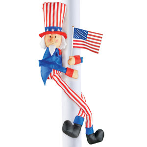 Patriotic Uncle Sam with American Flag Railing or Tree Hugger